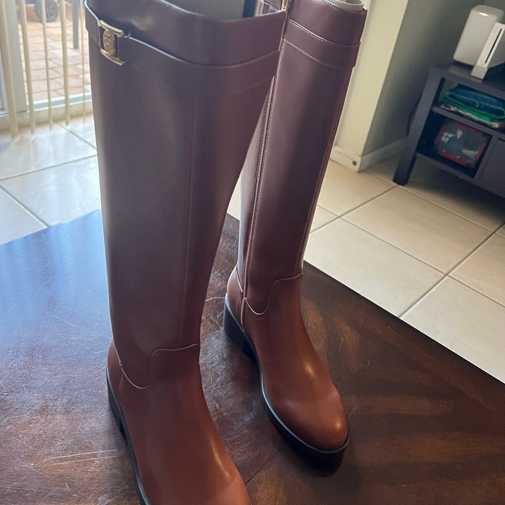 Tommy Hilfiger Brown Over the Knee Boots Streamlined Design